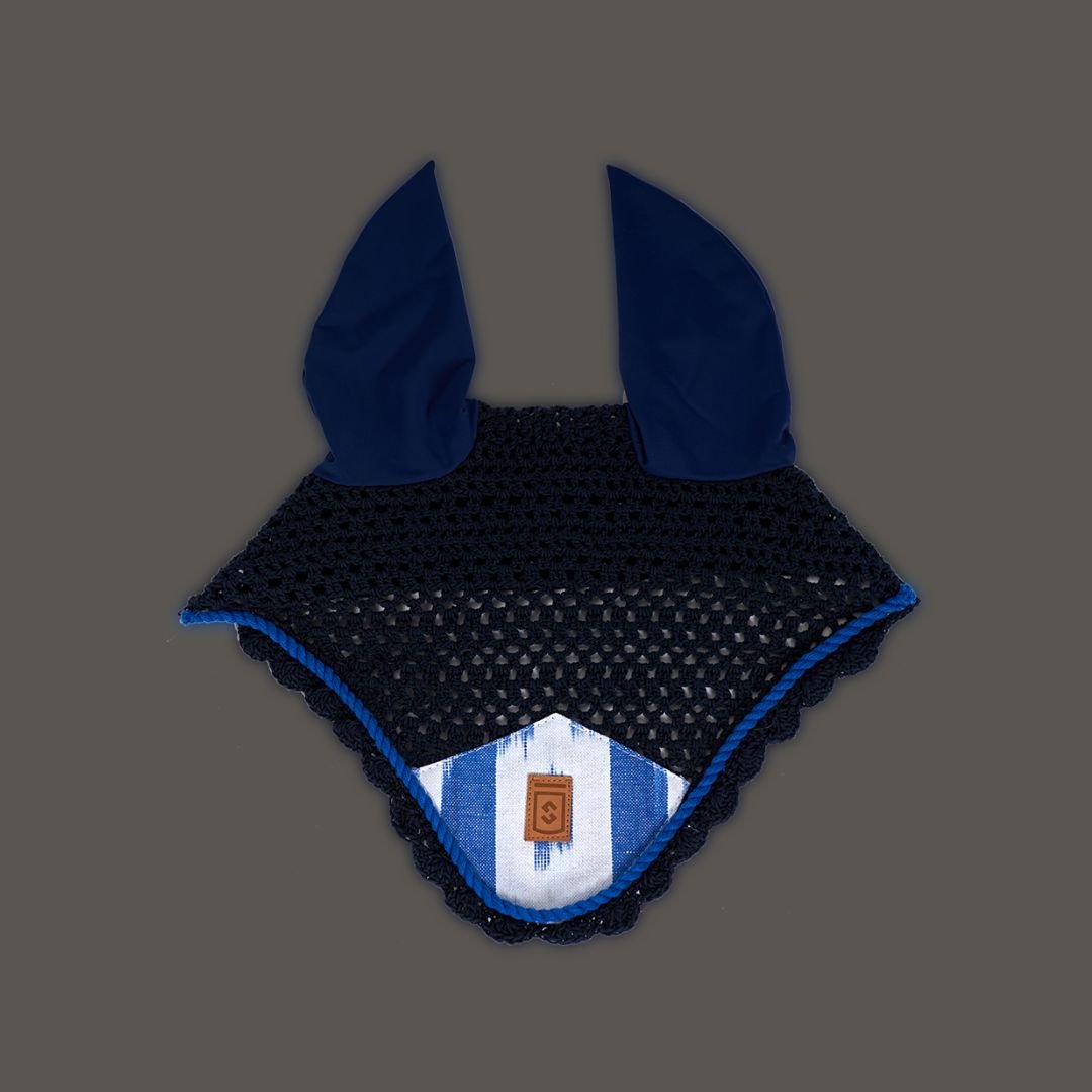 Orejeras caballo en tela mallorquina Ikat